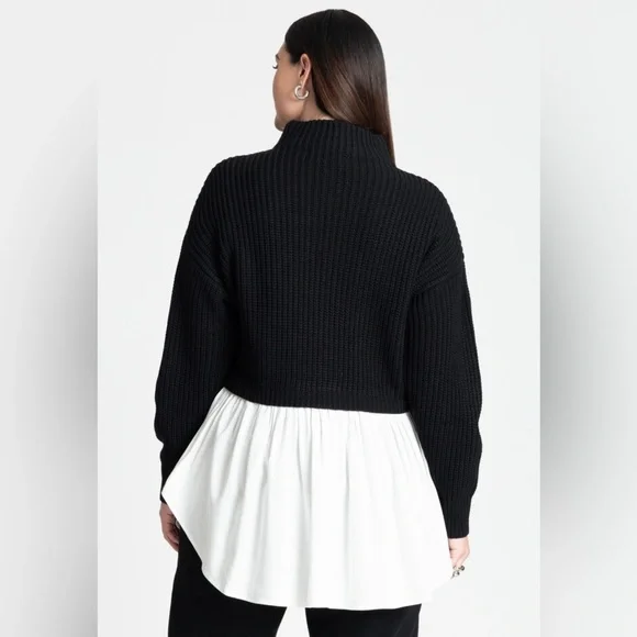 ELOQUII Twofer Skirted Sweater black Sz 26/28 - Picture 3 of 4